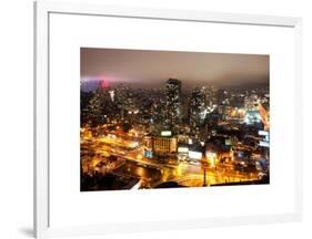 Manhattan Night Landscape with Fog-Philippe Hugonnard-Framed Art Print