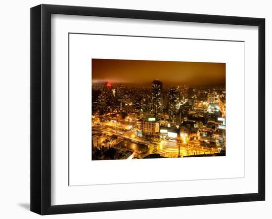 Manhattan Night Landscape with Fog-Philippe Hugonnard-Framed Art Print