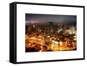 Manhattan Night Landscape with Fog-Philippe Hugonnard-Framed Stretched Canvas