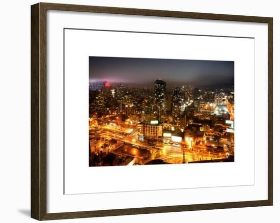 Manhattan Night Landscape with Fog-Philippe Hugonnard-Framed Art Print