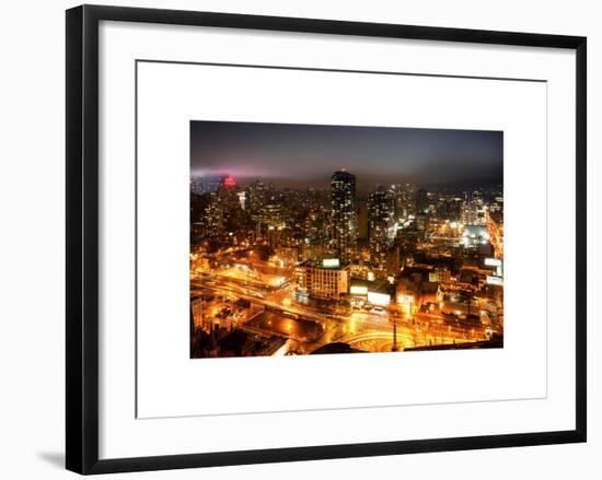 Manhattan Night Landscape with Fog-Philippe Hugonnard-Framed Art Print