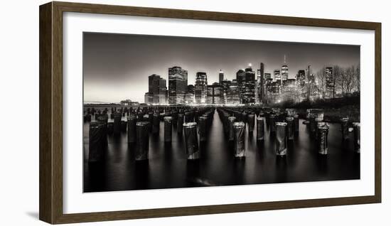 Manhattan Nightscape Viewed from Brooklyn, New York City-George Oze-Framed Photographic Print