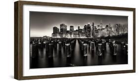 Manhattan Nightscape Viewed from Brooklyn, New York City-George Oze-Framed Photographic Print