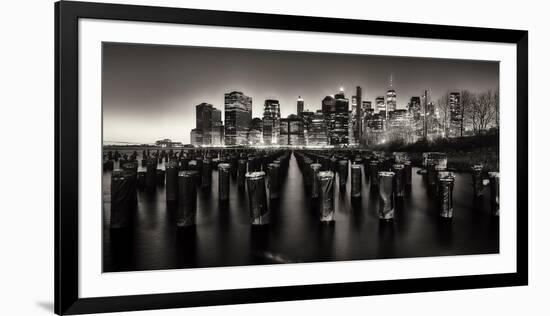 Manhattan Nightscape Viewed from Brooklyn, New York City-George Oze-Framed Photographic Print