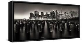 Manhattan Nightscape Viewed from Brooklyn, New York City-George Oze-Framed Stretched Canvas