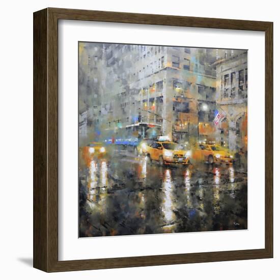 Manhattan Orange Rain-Mark Lague-Framed Art Print