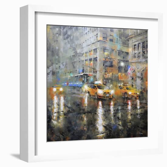 Manhattan Orange Rain-Mark Lague-Framed Art Print