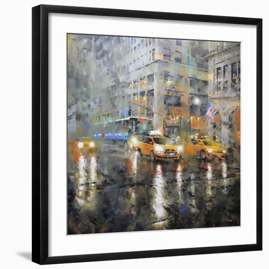 Manhattan Orange Rain-Mark Lague-Framed Art Print