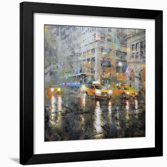 Manhattan Orange Rain-Mark Lague-Framed Art Print