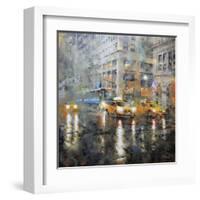 Manhattan Orange Rain-Mark Lague-Framed Art Print