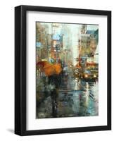 Manhattan Orange Umbrella-Mark Lague-Framed Art Print