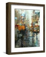 Manhattan Orange Umbrella-Mark Lague-Framed Art Print