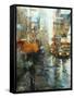 Manhattan Orange Umbrella-Mark Lague-Framed Stretched Canvas