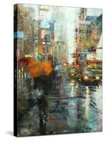 Manhattan Orange Umbrella-Mark Lague-Stretched Canvas