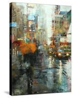 Manhattan Orange Umbrella-Mark Lague-Stretched Canvas
