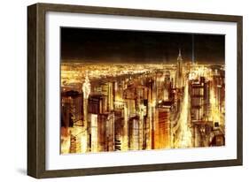 Manhattan Panoramic Nocturne-Christopher Farrell-Framed Giclee Print