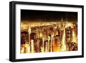 Manhattan Panoramic Nocturne-Christopher Farrell-Framed Giclee Print