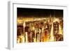 Manhattan Panoramic Nocturne-Christopher Farrell-Framed Giclee Print