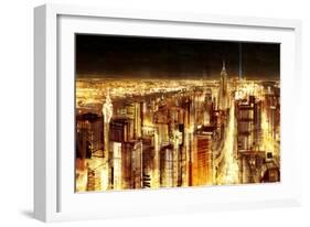 Manhattan Panoramic Nocturne-Christopher Farrell-Framed Giclee Print