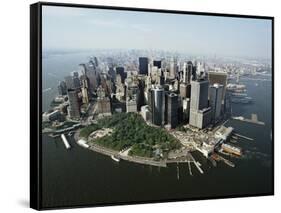 Manhattan's Financial District-David Jay Zimmerman-Framed Stretched Canvas