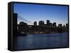 Manhattan Skyline and Brooklyn Bridge at Dusk, New York City, New York, USA-Amanda Hall-Framed Stretched Canvas