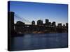 Manhattan Skyline and Brooklyn Bridge at Dusk, New York City, New York, USA-Amanda Hall-Stretched Canvas