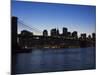 Manhattan Skyline and Brooklyn Bridge at Dusk, New York City, New York, USA-Amanda Hall-Mounted Photographic Print