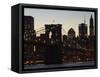 Manhattan Skyline and Brooklyn Bridge at Dusk, New York City, New York, USA-Amanda Hall-Framed Stretched Canvas