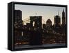 Manhattan Skyline and Brooklyn Bridge at Dusk, New York City, New York, USA-Amanda Hall-Framed Stretched Canvas