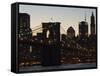 Manhattan Skyline and Brooklyn Bridge at Dusk, New York City, New York, USA-Amanda Hall-Framed Stretched Canvas