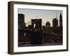 Manhattan Skyline and Brooklyn Bridge at Dusk, New York City, New York, USA-Amanda Hall-Framed Photographic Print