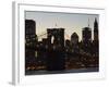 Manhattan Skyline and Brooklyn Bridge at Dusk, New York City, New York, USA-Amanda Hall-Framed Photographic Print