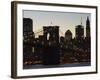 Manhattan Skyline and Brooklyn Bridge at Dusk, New York City, New York, USA-Amanda Hall-Framed Photographic Print