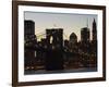 Manhattan Skyline and Brooklyn Bridge at Dusk, New York City, New York, USA-Amanda Hall-Framed Photographic Print