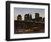 Manhattan Skyline and Brooklyn Bridge at Dusk, New York City, New York, USA-Amanda Hall-Framed Photographic Print