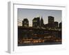 Manhattan Skyline and Brooklyn Bridge at Dusk, New York City, New York, USA-Amanda Hall-Framed Photographic Print