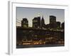 Manhattan Skyline and Brooklyn Bridge at Dusk, New York City, New York, USA-Amanda Hall-Framed Photographic Print