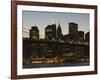 Manhattan Skyline and Brooklyn Bridge at Dusk, New York City, New York, USA-Amanda Hall-Framed Photographic Print