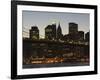 Manhattan Skyline and Brooklyn Bridge at Dusk, New York City, New York, USA-Amanda Hall-Framed Photographic Print