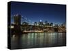 Manhattan Skyline and Brooklyn Bridge at Dusk, New York City, New York, USA-Amanda Hall-Stretched Canvas