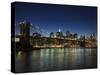 Manhattan Skyline and Brooklyn Bridge at Dusk, New York City, New York, USA-Amanda Hall-Stretched Canvas