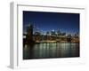 Manhattan Skyline and Brooklyn Bridge at Dusk, New York City, New York, USA-Amanda Hall-Framed Photographic Print