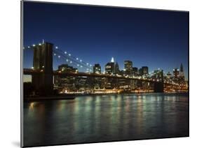 Manhattan Skyline and Brooklyn Bridge at Dusk, New York City, New York, USA-Amanda Hall-Mounted Photographic Print