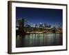 Manhattan Skyline and Brooklyn Bridge at Dusk, New York City, New York, USA-Amanda Hall-Framed Photographic Print