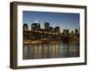 Manhattan Skyline and Brooklyn Bridge at Dusk, New York City, New York, USA-Amanda Hall-Framed Photographic Print