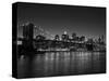 Manhattan Skyline and Brooklyn Bridge at Dusk, New York City, New York, USA-Amanda Hall-Stretched Canvas