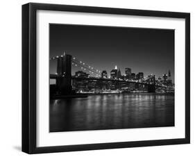 Manhattan Skyline and Brooklyn Bridge at Dusk, New York City, New York, USA-Amanda Hall-Framed Photographic Print