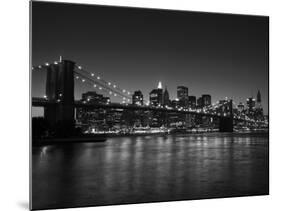 Manhattan Skyline and Brooklyn Bridge at Dusk, New York City, New York, USA-Amanda Hall-Mounted Photographic Print