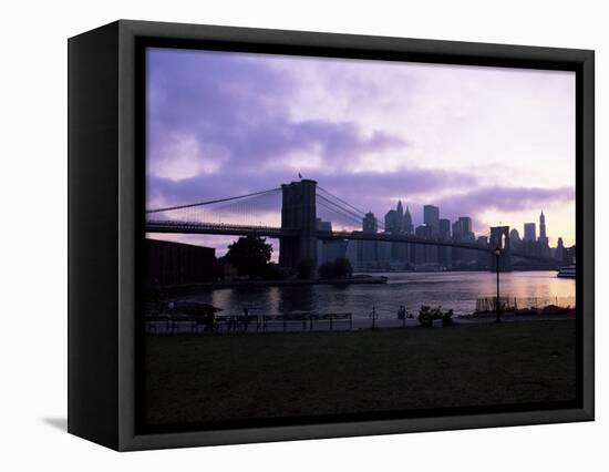 Manhattan Skyline and Brooklyn Bridge, New York, New York State, USA-Yadid Levy-Framed Stretched Canvas