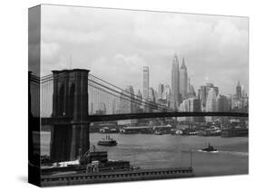 Manhattan Skyline And Brooklyn Bridge-Bettmann-Stretched Canvas